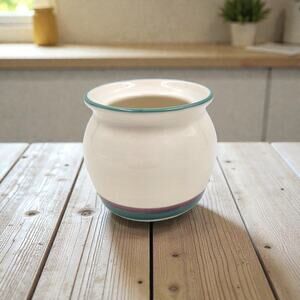 Pfaltzgraff Juniper Sugar Bowl No Lid Stoneware Cream Teal Plum Band Vintage